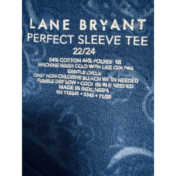 Lane Bryant Perfect Sleeve Tee V-Neck Blue Stretchy Classic Fit Plus Size 22/24 - Picture 5 of 10